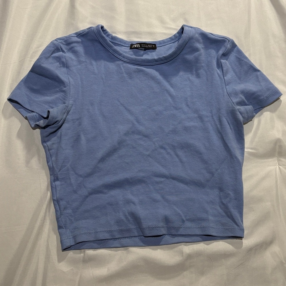 ZARA blue cropped t-shirt